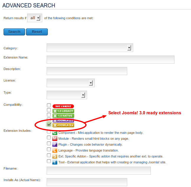 Joomla! 3.0 compatible search